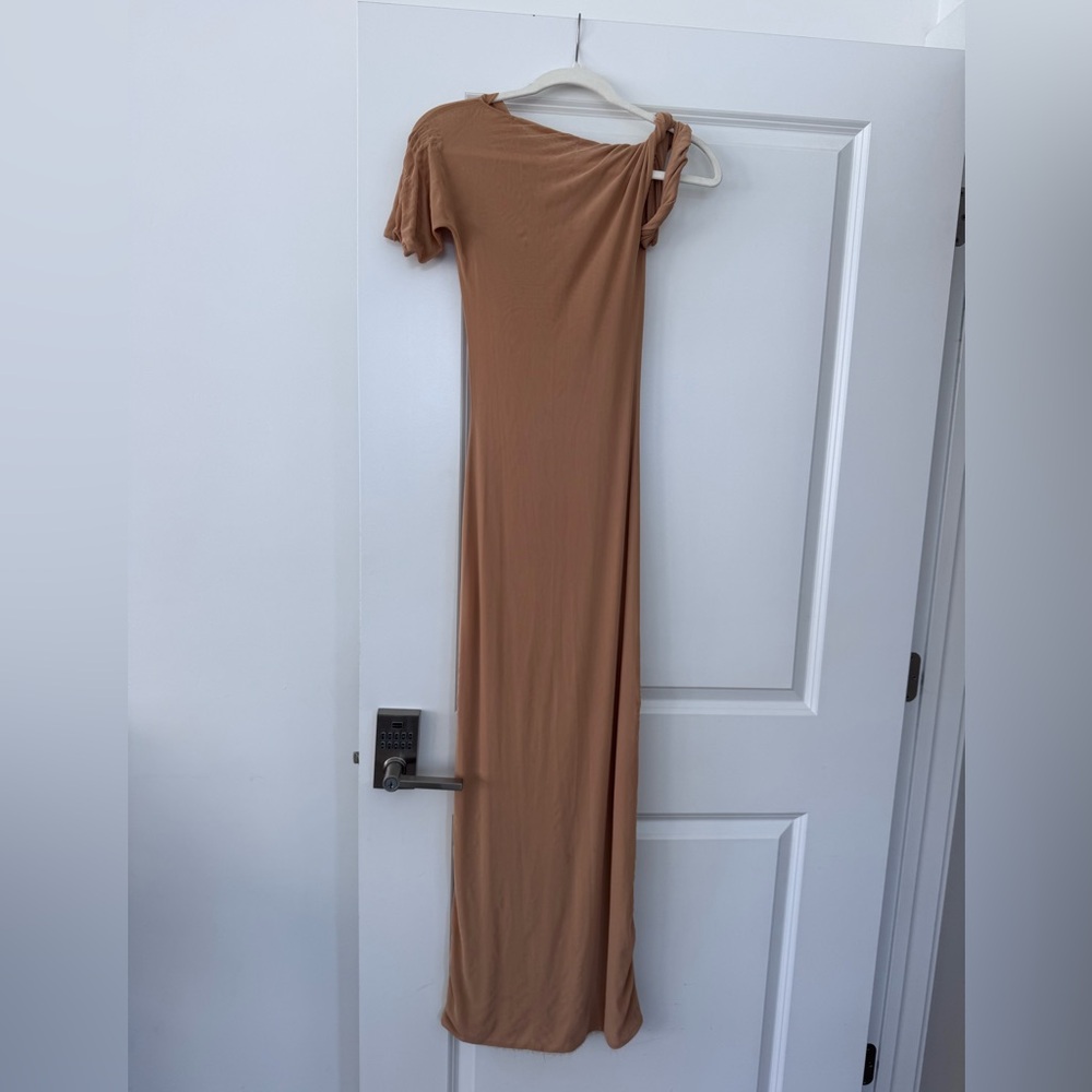 Khy sheer Tan One-Shoulder Maxi Dress XS